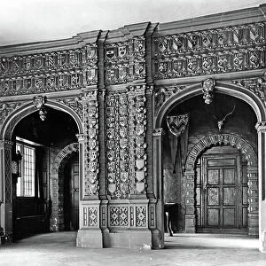 The Jacobean stone screen in the hall, Bramshill, Hampshire, from The English Country House (b/w photo)