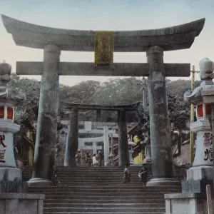 Japan, c. 1912: Big Torii at Suwa Shrine, Nagasaki (photo)