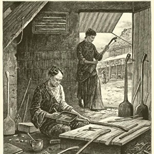 Japanese Musical Instrument Makers (engraving)