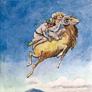Jason and the Argonauts: "The Golden Ram took them on his back and vanished"(colour litho)
