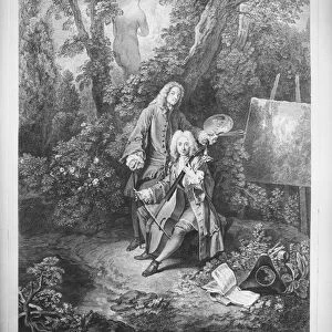 Jean Antoine Watteau and his friend Monsieur de Julienne, engraved by Nicolas Henri Tardieu