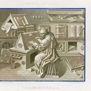 Jean Mielot in the scriptorium (chromolitho)