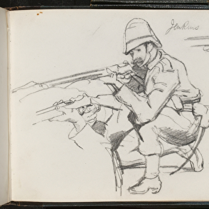 Jenkins kneeling to fire, 1879 (pencil)