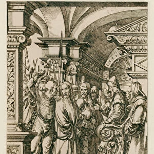 Jesus Christ in front of Caiaphas (engraving)