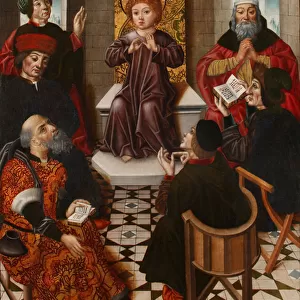 Jesus parmi les docteurs - Christ among the Doctors - Cruz, Diego de la (active 1482-1500) - c. 1490 - Oil on wood - 102x76 - Museo Lazaro Galdiano, Madrid