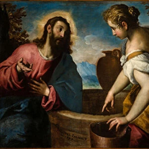 Jesus and the Samaritan woman (oil on canvas)