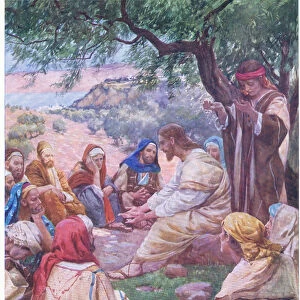 Jesus teaching his disciples to pray, from The Bible Picture Book published by Thomas