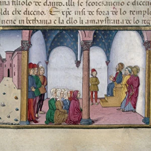 Jesus teaching at the Miniature Temple of Cristoforo De Predis (1440-1486