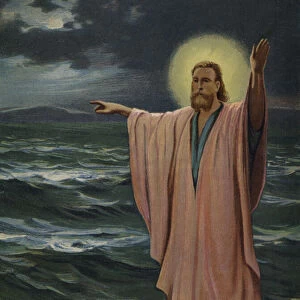 Jesus walking on the sea (chromolitho)