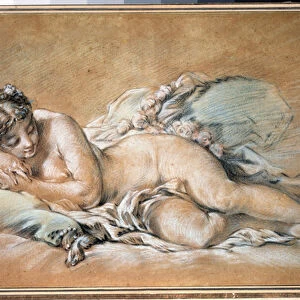 "Jeune femme endormie"(Sleeping young woman) Sanguine et pastel de Francois Boucher (1703-1770) 1758 Musee Pouchkine, moscou