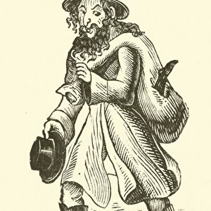 Jewish old clothes seller (woodcut)