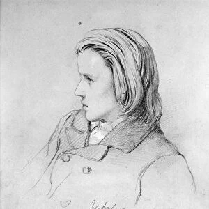 Johannes Brahms (1833-97) aged twenty, 1853 (pencil on paper)