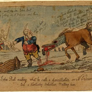 John Bull making what he calls a demonstration, c. 1815 (hand-coloured etching)