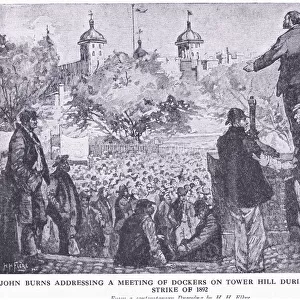 John Burns addressing a meeting of dockers on Tower Hill during the Great Strike of 1892