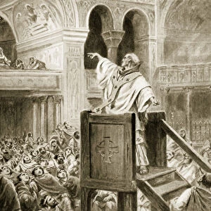 John Chrysostom preaching in Constantinople, illustration from Hutchinsons History of the Nations, 1915 (litho)