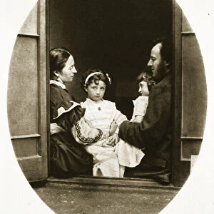 John Everett Millais with his wife and daughters, 21st July 1865 (sepia photo)