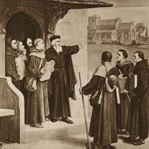 John Wycliffe sending out his priests, 14th Century (litho)