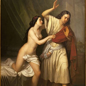 Joseph and the wife of Putiphar (Potiphar). Painting by Antonio Esquivel (1806-1857)