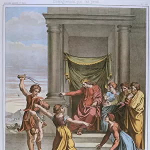 The Judgement of Solomon, illustration from a catechism, c. 1860 (colour litho)
