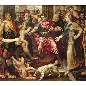 Judgment of Solomon (oil on panel)