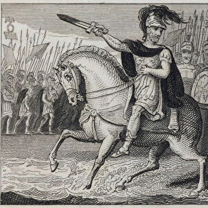Julius Caesar crossing the Rubicon, 49 BC (engraving)