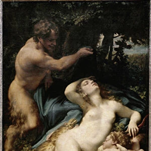 Jupiter and Antiope (or Venus with cupid and a satyr) (oil on canvas, 1528)
