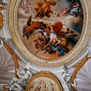 Jupiter "strikes Phaeton unable to drive the chariot of the sun", 18th century, fresco