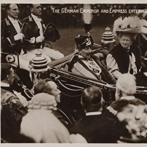 Kaiser Wilhelm II and Empress Augusta Victoria of Germany entering the City of London, 13 November 1907 (b / w photo)