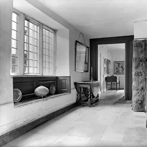 Kelmscott Manor, Oxfordshire, looking from the North Hall into the Panelled Room in the north wing, from Country Houses of the Cotswolds (b/w photo)