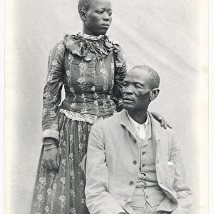Khama and his wife, c. 1910 (platinum print)