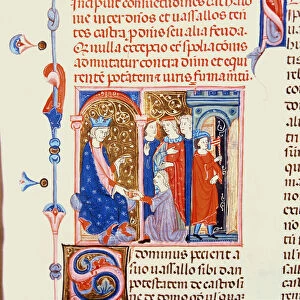 King Alfonso II (1152-1196) Confirming the Sales Privileges to the Merchants of the City of Barcelona, from the customs and recollections of Pere Albert, 13th-14th century (vellum)