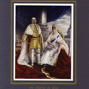 King Edward VII and Queen Alexandra in their coronation robes, 26 June 1902 (colour litho)