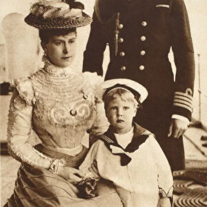King George V, Queen Mary and their Son Edward VIII, aboard H. M. S. Crescent, c
