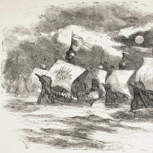 King Henrys fleet sails for France, 1890 (litho)