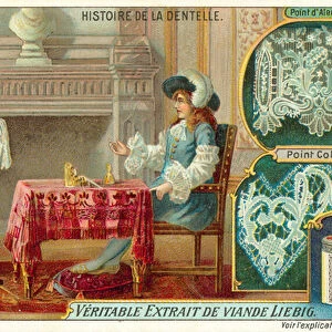 King Louis XIV of France and Jean-Baptiste Colbert (chromolitho)