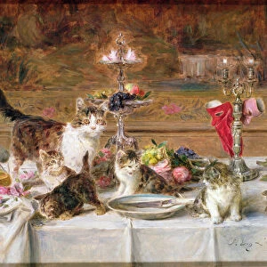 Kittens at a banquet, 19th century