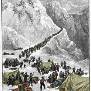 The Klondike Gold Rush - Gold seekers crossing the Chilkoot Pass during the Alaskan Gold