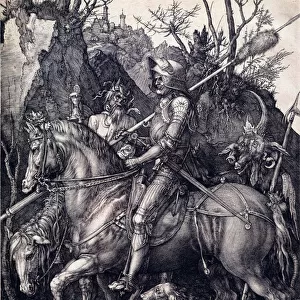 The Knight, Death and the Devil Engraving by Albrecht Durer (1471-1528) 1513 Sun