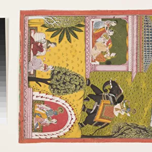 Krishna comes to the lovesick Radha, c. 1700 (opaque w / c & gold on paper)
