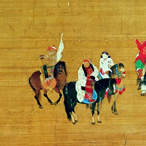 Kublai Khan (1214-94) Hunting, Yuan dynasty (ink & colour on silk) (detail)