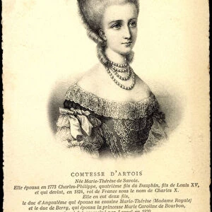 Kunstler Ak Comtesse d Artois, Marie Therese de Savoie, Epousa 1773 (b / w photo)