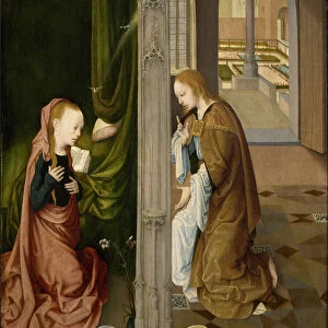 "l annonciation"(The Annunciation) Peinture du Maitre de la Virgo inter Virgines (Master of the Virgo inter Virgines) (actif vers la fin du 15eme siecle) vers 1470-1480 - Oil on wood Dim 57, 4x47