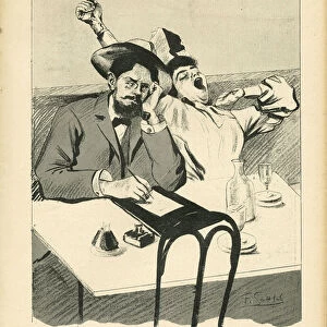 L Assiette au Beurre, number 199, Satirique en couleurs, 1905_2_25: Read writing, Quartier latin (lithograph)