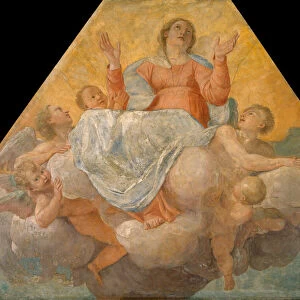 L assomption de la Vierge (The Assumption of the Virgin) - Peinture de Annibale Carracci (Carrache, 1560-1609), fresque (208x243 cm), 1604-1607, art italien, 17e siecle, art baroque - Museu Nacional d Art de Catalunya, Barcelona (Espagne)