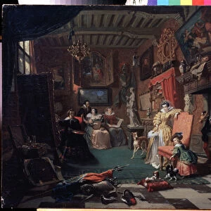 "L atelier du peintre Anthony (Antoon) van Dyck (1599-1641) peignant un portrait"(Sir Anthonis van Dyck painting a portrait) Peinture d Andre Plumot (1829-1906) 1853 Regional Art Museum, Kalouga Russie