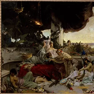 "L orgie romaine"(Roman orgy) Scene de debauche dans la Rome antique - Peinture de Pavel Alexandrovich Svedomsky (Svedomski) (1849-1904)