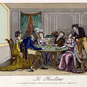 La Bouillotte, c. 1810 (hand-coloured engraving)