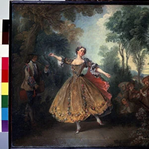 "La camargo dansant"(Mlle Camargo Dancing) Marie Anne de Cupis Camargo dite la Camargo (1710-1770) dansant. Peinture de Nicolas Lancret (1690-1743) Debut 18eme siecle Dim. 45x55 cm Musee de l ermitage, Saint Petersbourg