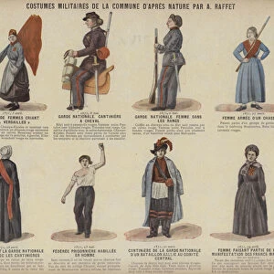 La Commune de Paris, Costumes Militaires De La Commune by A Raffet (colour litho)