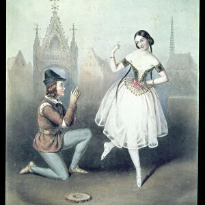 La Esmeralda : Carlotta Grisi (1819-99) & Jules Perrot (1810-92)d(coloured
